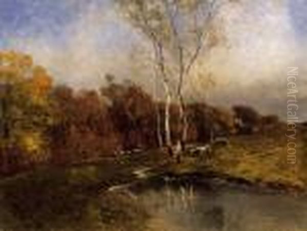 Landscape With Birch-wood Oil Painting by Bela Von Spanyi