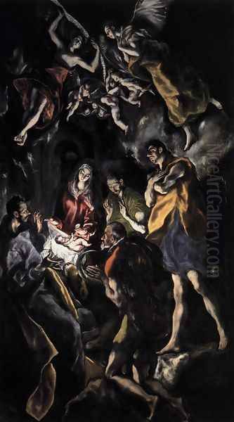 The Adoration of the Shepherds c. 1614 Oil Painting by El Greco (Domenikos Theotokopoulos)