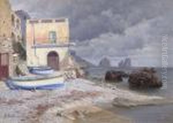 A Capri Villa Oil Painting by Paul von Spaun