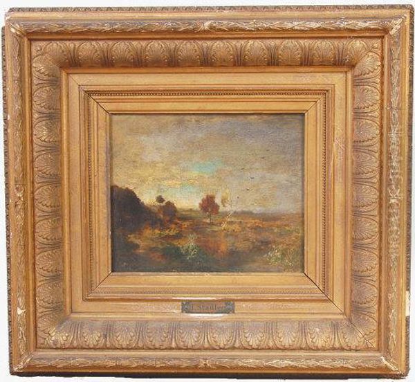 Barren Landscape Scene Oil Painting by Toni, Anton Von Stadler