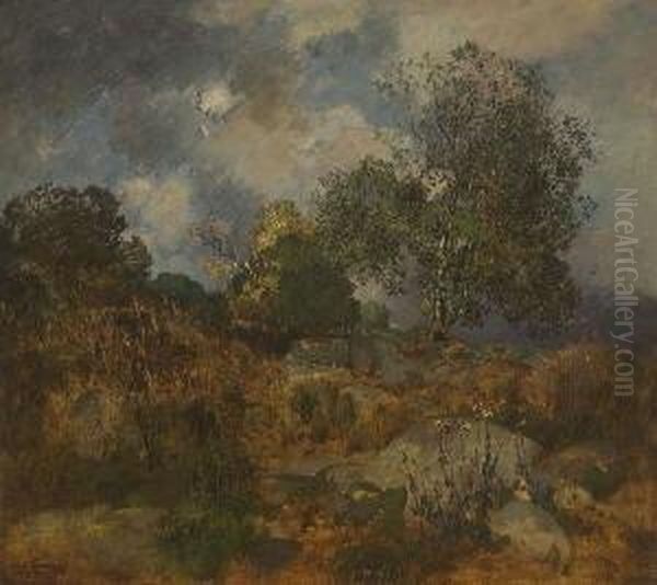 Baumlandschaft. Oil Painting by Toni, Anton Von Stadler