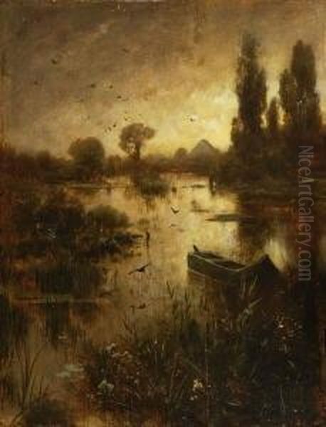 Stiller Weiher Oil Painting by Toni, Anton Von Stadler