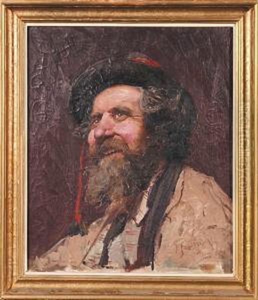 Portret Smiejacego Sie Mezczyzny, 1897 R. Oil Painting by Boleslaw Von Szankowski