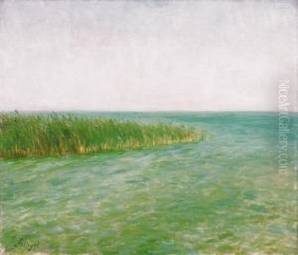 The Edge Of Lake Balaton (buffaloes' Bath) Oil Painting by Paul Von Szinyei-Merse