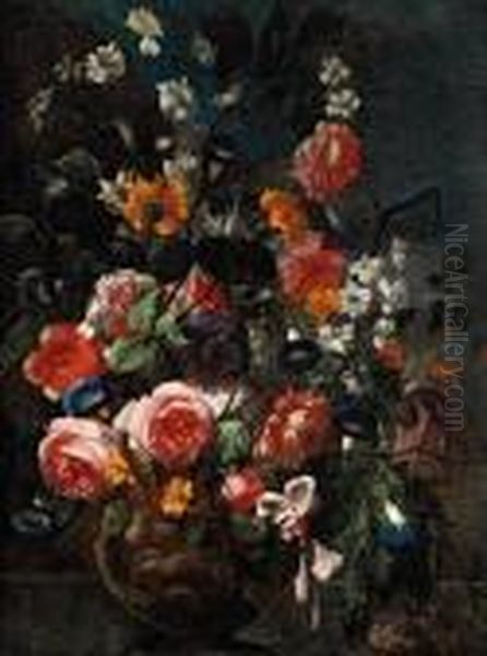 Blumenstillleben Oil Painting by Frans Werner Von Tamm