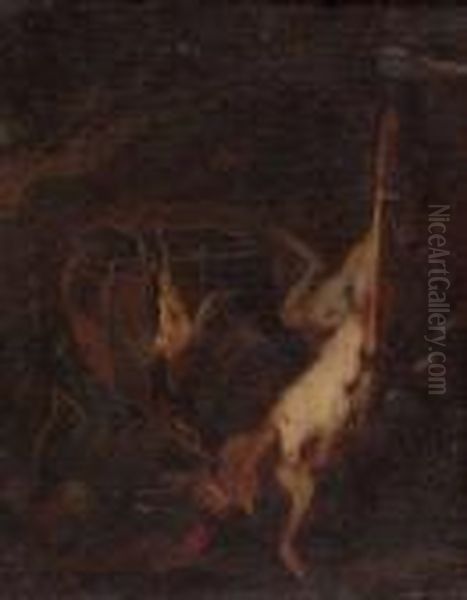 Jagdstillleben Mit Totem Hasen Oil Painting by Frans Werner Von Tamm