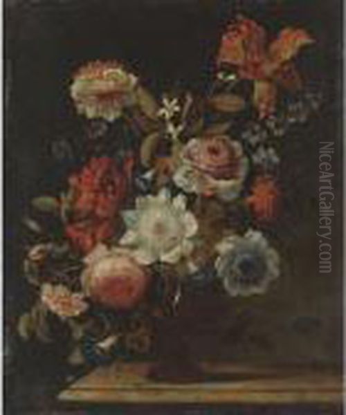 Still Life With Flowers Oil Painting by Frans Werner Von Tamm