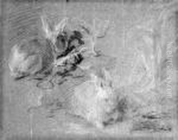 Two Rabbits Oil Painting by Frans Werner Von Tamm