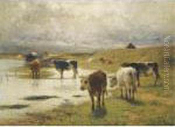 Cattle At Pasture Oil Painting by Otto Karl Kasimir Von Thoren