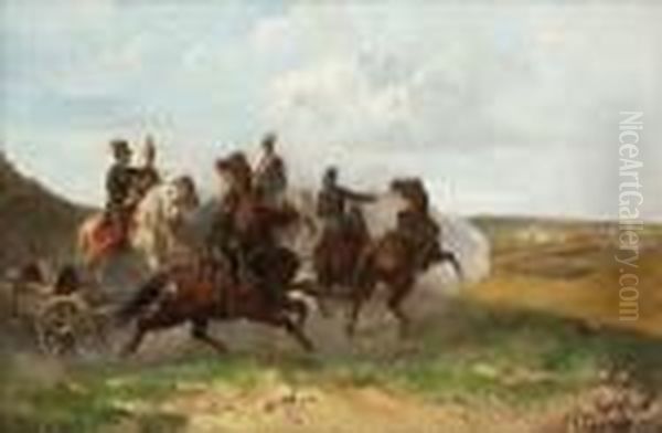 Osterreichische Reiter Oil Painting by Otto Karl Kasimir Von Thoren