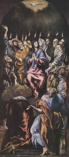 Pentecost Oil Painting by El Greco (Domenikos Theotokopoulos)