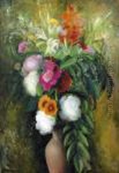 Blumenstillleben. Oil Painting by Johann Wilhelm Von Tscharner