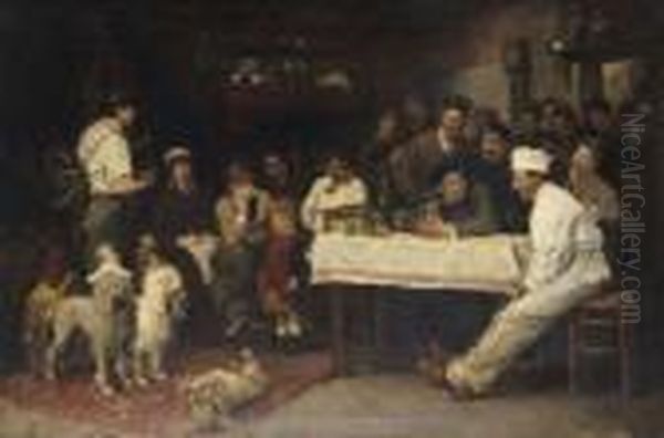 Die Gelehrigen Hunde Oil Painting by Fritz von Uhde