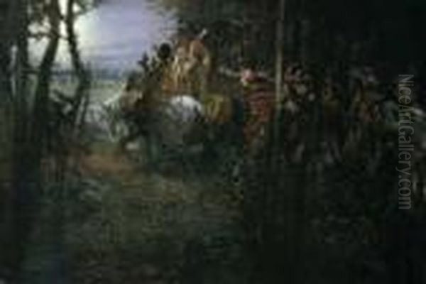 Der Zug Der Heiligen Drei Konige. Oil Painting by Fritz von Uhde