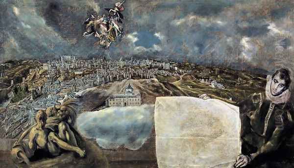 View and Plan of Toledo c. 1610 Oil Painting by El Greco (Domenikos Theotokopoulos)