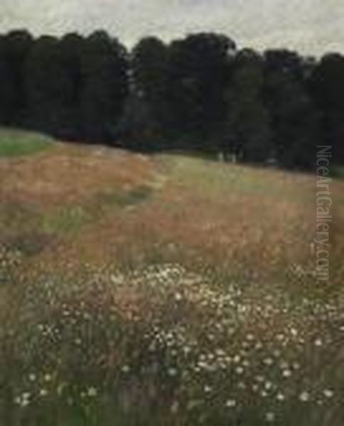 Floral Summer Landscape. Signed And Dated Lower Left: H.r.v. Volkmann 1900 Oil Painting by Hans Richard Von Volkmann