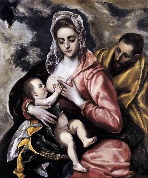 The Holy Family c. 1585 Oil Painting by El Greco (Domenikos Theotokopoulos)