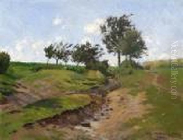 Baumlandschaft. Oil Painting by Hans Richard Von Volkmann