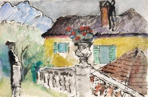 Kaminfeger Auf Haus In Ascona Oil Painting by Marianne von Werefkin