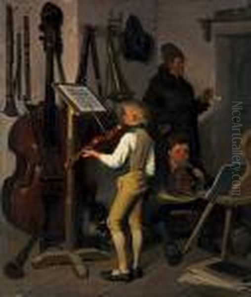 Die Musikstunde Oil Painting by Anton Alexander von Werner