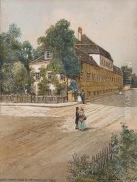 The Beethovenhaus In Hetzendorf Near Vienna Oil Painting by Heinrich Von Wertheim