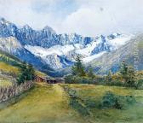 Filzmoos Con Il Dachstein Sullo Sfondo Oil Painting by Heinrich Von Wertheim