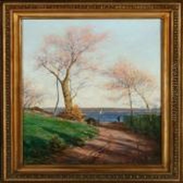 Landscape By The Coast Oil Painting by Johan Peter Von Wildenradt