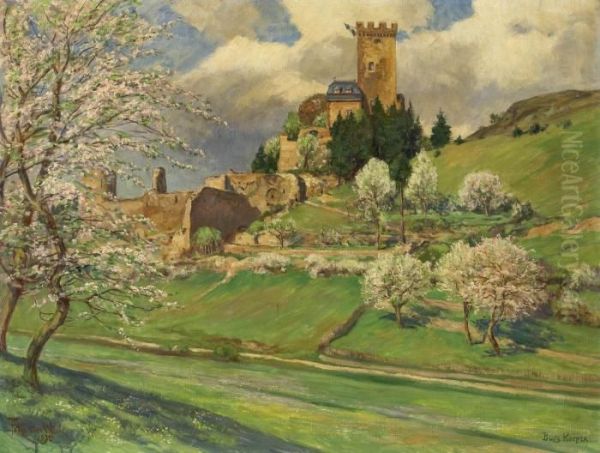 Burg Kerpen Imfruhling Oil Painting by Fritz Von Wille