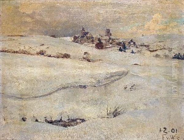 Winterlandschaft Mit Blick Auf Reifferscheid Oil Painting by Fritz Von Wille