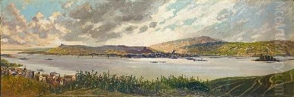 Rheinansicht Oil Painting by Fritz Von Wille