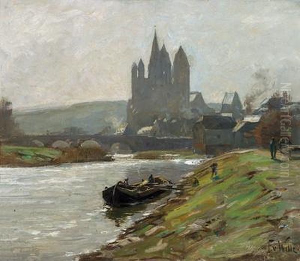 Blick Auf Limburgan Der Lahn Mit Dem Dom Oil Painting by Fritz Von Wille