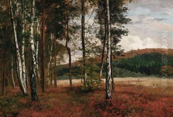 Birchforest Near Hoenebach Oil Painting by Fritz Von Wille