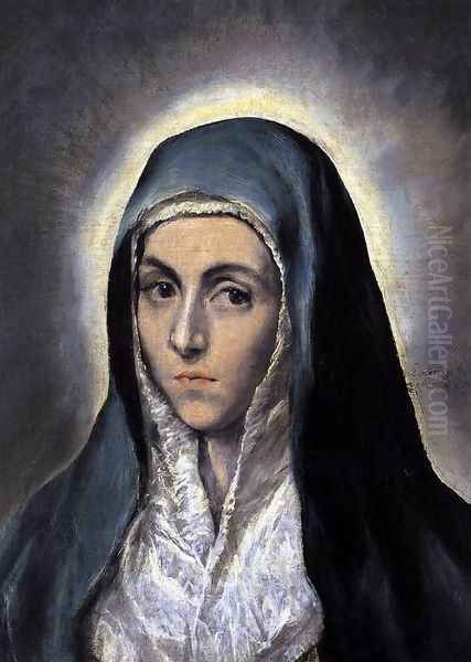 The Virgin Mary 1594-1604 Oil Painting by El Greco (Domenikos Theotokopoulos)