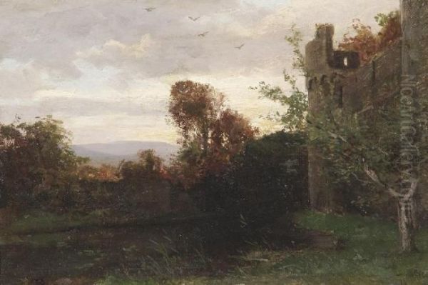 Densborn Castel Near Gerolstein In The Evening Light Oil Painting by Fritz Von Wille