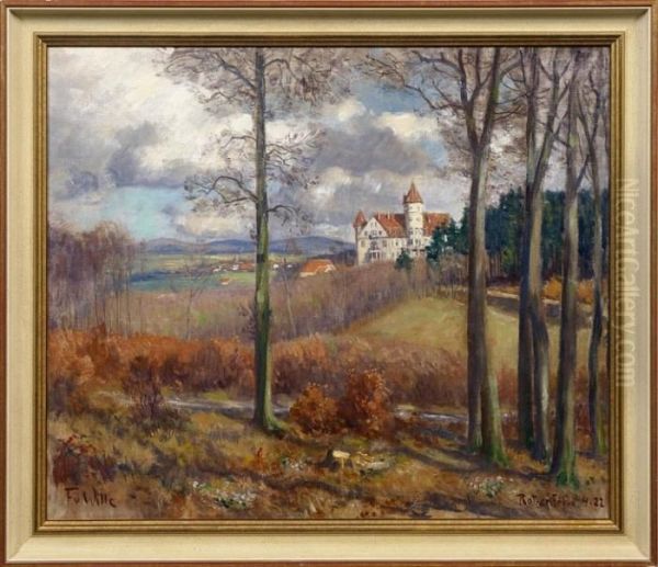 Ansicht Von Bad Rothenfelde Mit Dem Sanatorium Oil Painting by Fritz Von Wille