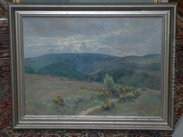 Landschaft Mit Bergen Und Wiese. Oil Painting by Fritz Von Wille