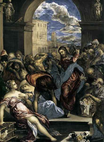 The Purification of the Temple (detail) c. 1570 Oil Painting by El Greco (Domenikos Theotokopoulos)