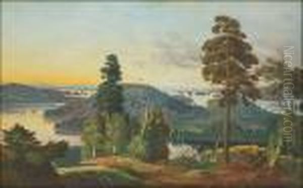 View From Haminalahti Oil Painting by Ferdinand Wilhelm Von Wright