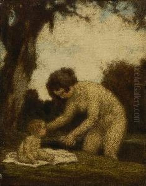 Mutter Und Kind. Oil Painting by Ludwig Von Zumbusch