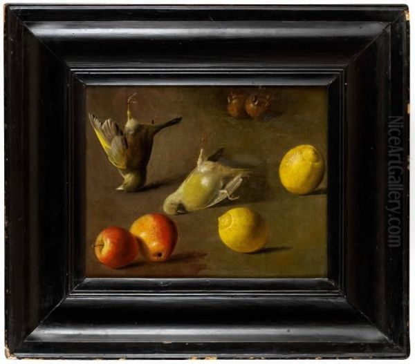 Stilleben Med Kramsfaglar Och Frukter Oil Painting by Jacobes Vonck