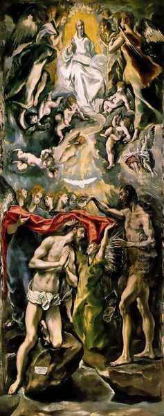 The Baptism 1596-1600 Oil Painting by El Greco (Domenikos Theotokopoulos)