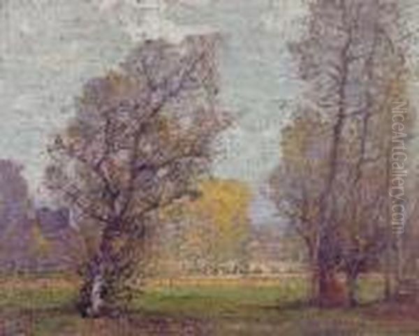 Clouds And Glow, Autumn, France Oil Painting by Robert William Vonnoh