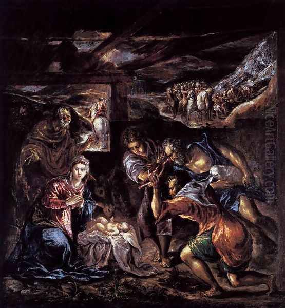 The Adoration of the Shepherds 1570-72 Oil Painting by El Greco (Domenikos Theotokopoulos)