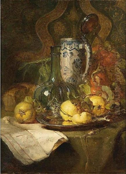 A Still Life With Quincepears And A Pitcher Oil Painting by Maria Vos