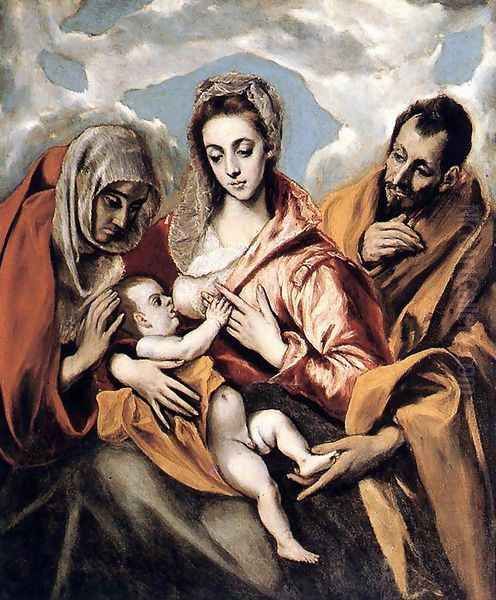 The Holy Family c. 1595 Oil Painting by El Greco (Domenikos Theotokopoulos)