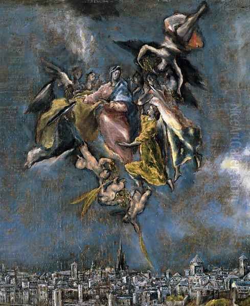 View and Plan of Toledo (detail 2) c. 1610 Oil Painting by El Greco (Domenikos Theotokopoulos)