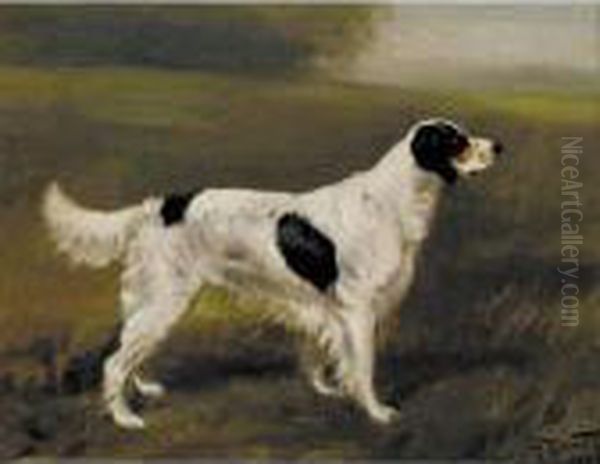 A Setter Oil Painting by Frank Brook Voss