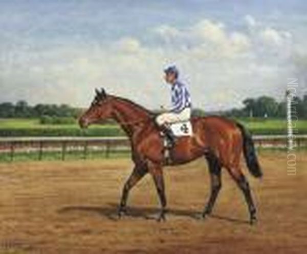 Hill Prince, Horse Of The Year 1950, With Eddie Arcaro Up Oil Painting by Frank Brook Voss