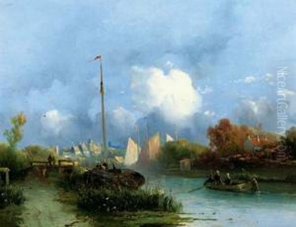 Boating In Summer Oil Painting by Jacobus Adrianus Vrolijk