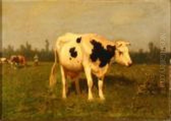 In The Pasture Oil Painting by Jan Martinus Vrolijk